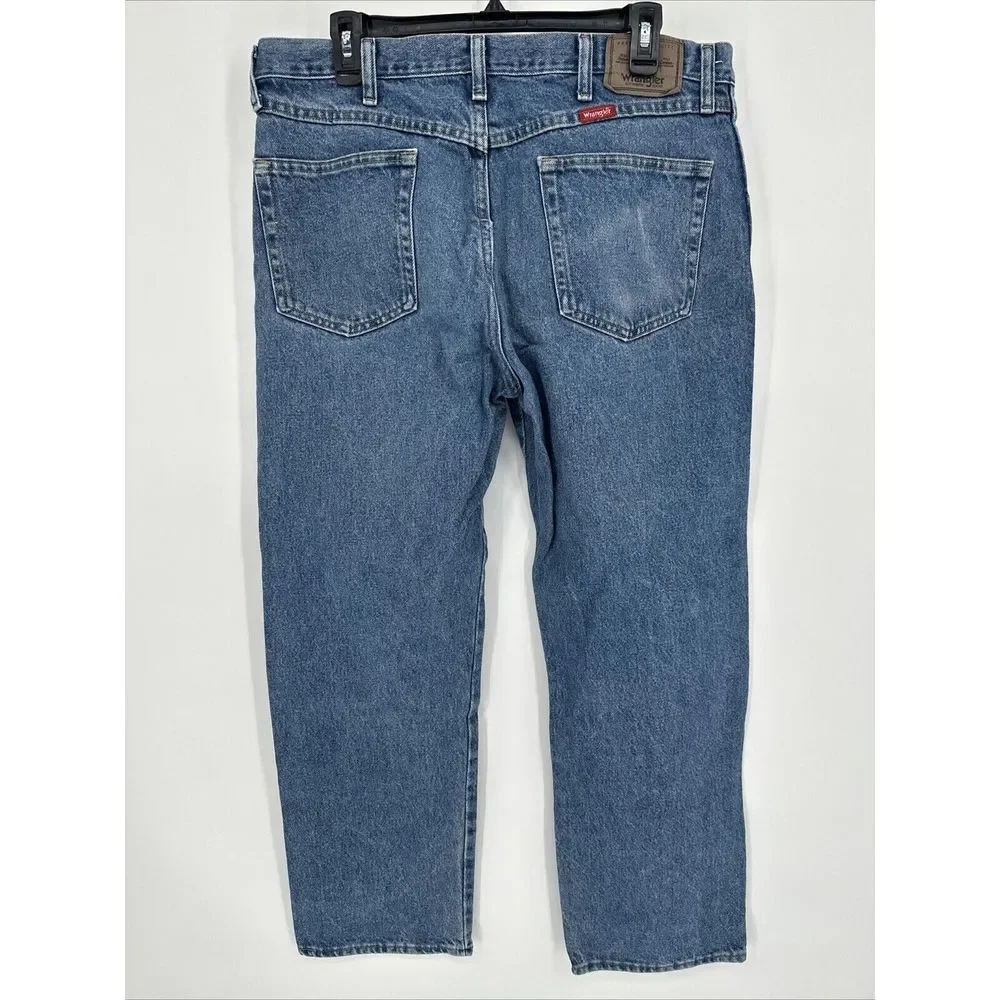 Wrangler 96501DS Denim Jeans Men 36x29 Regular Fit Denim‎ Light Blue Faded